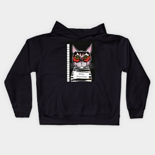 FUNNY Black Cat Mug Shot Kids Hoodie